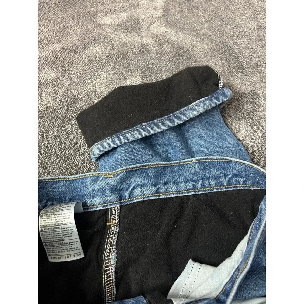 Carhartt Fleece Lined Denim Jeans Mens 31x34 Blue Made in USA Workwear - Picture 6 of 7